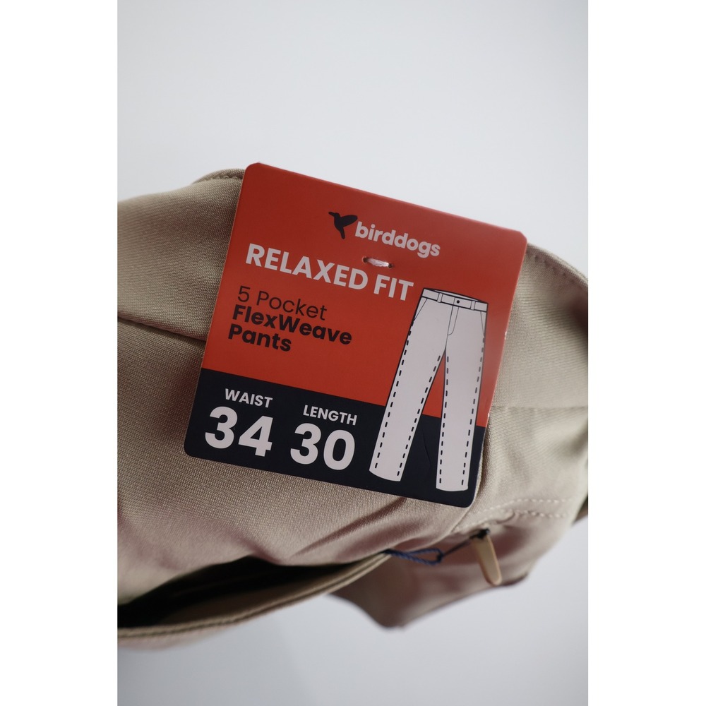 Birddogs Flex 5-Pocket Pants Relaxed 34x30 Khaki Suburban Meyer Casual Golf - Picture 6 of 8